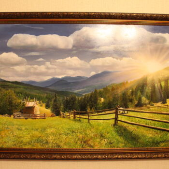 Картина под названием "Горный пейзаж" - Игорь Сурков, Подлинное произведение искусства, Масло