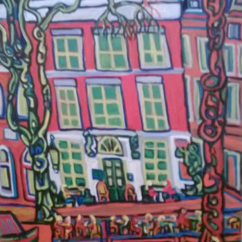 Картина под названием "Le café "Smalle",le…" - Igor Marceau, Подлинное произведение искусства, Акрил Установлен на Деревянна…