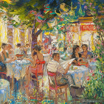 Pintura titulada "ночное кафе" por Igor Semenikhin, Obra de arte original