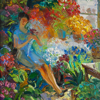 Painting titled "магазин цветов" by Igor Semenikhin, Original Artwork