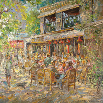 Painting titled "Парижское кафе" by Igor Semenikhin, Original Artwork