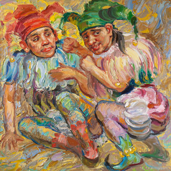 Peinture intitulée "Два шута" par Igor Semenikhin, Œuvre d'art originale
