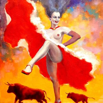 Schilderij getiteld "la Danse aux taurea…" door Igor Stepanov, Origineel Kunstwerk, Olie
