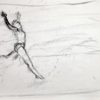 「Run」というタイトルの描画 Igzoticによって, オリジナルのアートワーク, 木炭
