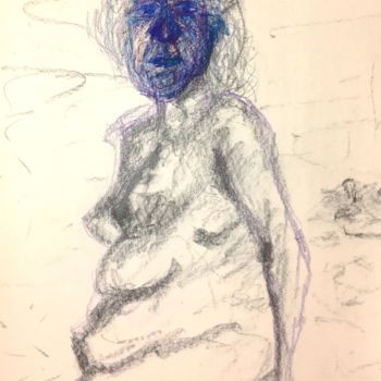 Drawing titled "Bold Blue" by Igzotic, Original Artwork, Pencil