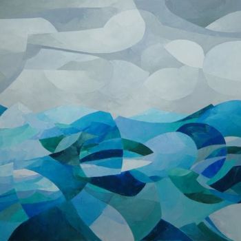 Painting titled "L'ocean" by Ihab Mikhail, Original Artwork, Oil