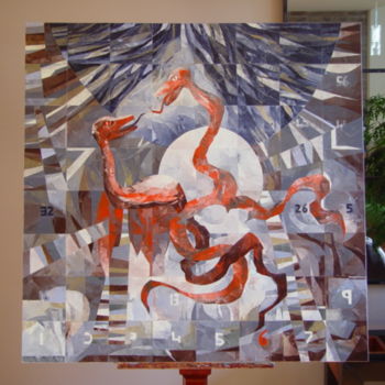 绘画 标题为“Snakes and Ladders” 由Ihab Mikhail, 原创艺术品, 油