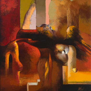 Картина под названием "The Hammer and The…" - Ihar Kavaleu, Подлинное произведение искусства, Масло