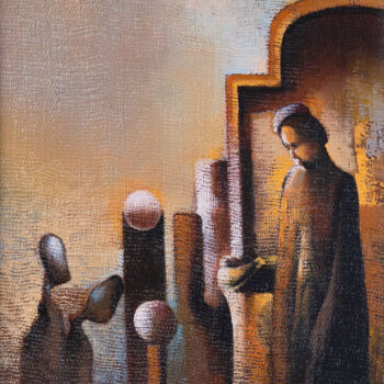 Картина под названием "Two minus the mirror" - Ihar Kavaleu, Подлинное произведение искусства, Масло