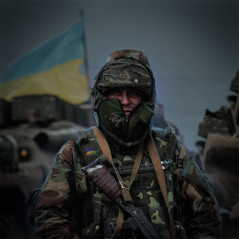 Digital Arts titled "Ukrainian soldier" by Ihor Liutkevych, Original Artwork, Photo Montage