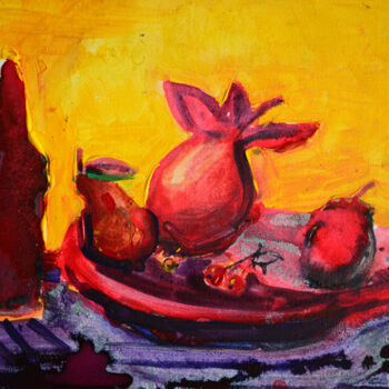 Pintura intitulada "Fruits from the gar…" por Ihor Melnyk, Obras de arte originais, Acrílico
