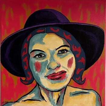 Painting titled "A girl in a hat." by Ihor Miroshnycnenko (Miro), Original Artwork, Acrylic