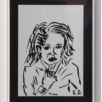Dessin intitulée "Catherine Deneuve p…" par Ihor Ruban, Œuvre d'art originale, Encre Monté sur Autre panneau rigide