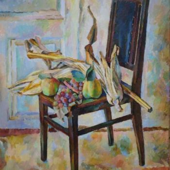 Картина под названием "Стул с кукрузой" - Игорь Карачевский, Подлинное произведение искусства, Масло
