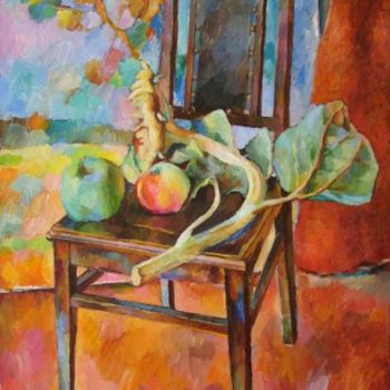 Pintura intitulada "Стул с подсолнухом" por Igor Karachevskii, Obras de arte originais, Óleo