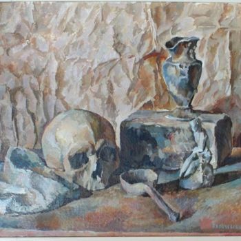 Pintura intitulada "Натюрморт с черепом" por Igor Karachevskii, Obras de arte originais, Óleo