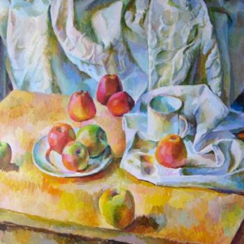 Ζωγραφική με τίτλο "Натюрморт с яблокам…" από Игорь Карачевский, Αυθεντικά έργα τέχνης, Λάδι