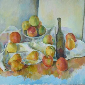 Malerei mit dem Titel "Натюрмрот с яблокам…" von Igor Karachevskii, Original-Kunstwerk, Öl