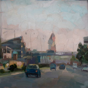Painting titled "Evening road" by Iigamov, Original Artwork, Oil