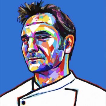 Digital Arts titled "Cheff Joseba Añorga" by Iker Garcia Barrenechea, Original Artwork, Digital Painting Mounted on artwork_…