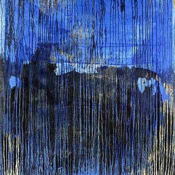Painting titled "Blue Black Rain" by Iker Valle, Original Artwork, Other