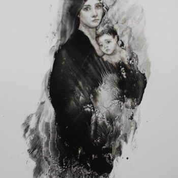 Disegno intitolato "Madonna" da Inna Komarova, Opera d'arte originale, Altro