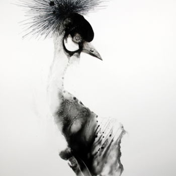 Drawing titled "crowned crane" by Inna Komarova, Original Artwork, Other