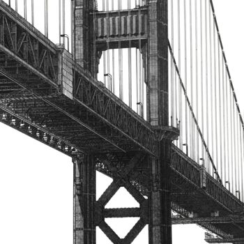 Dibujo titulada "Golden Gate Bridge" por Ikrambek Muratbaev, Obra de arte original, Tinta