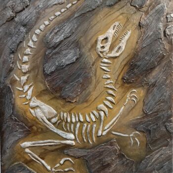 Painting titled "Dinosaur Digging" by Ilia Byzov, Original Artwork, Acrylic