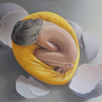 Schilderij getiteld "Metaphorical birth…" door Ildar Bikbov, Origineel Kunstwerk, Olie