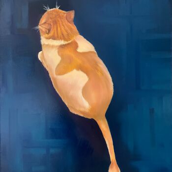 Schilderij getiteld "Cat" door Ildar Bikbov, Origineel Kunstwerk, Olie