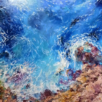 Картина под названием "Rocky surf" - Ilgiz Murtazin, Подлинное произведение искусства, Масло Установлен на Деревянная рама д…