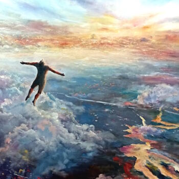 Картина под названием "To the sky for a st…" - Ilgiz Murtazin, Подлинное произведение искусства, Масло Установлен на Деревян…