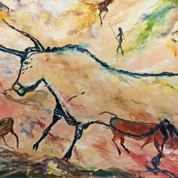 Картина под названием "Наскальная живопись" - Ilgiz Murtazin, Подлинное произведение искусства, Масло Установлен на Деревянн…