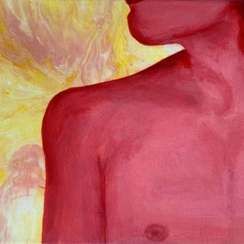 Painting titled "Red" by Ilana Igueblalene, Original Artwork, Acrylic Mounted on Wood Stretcher frame