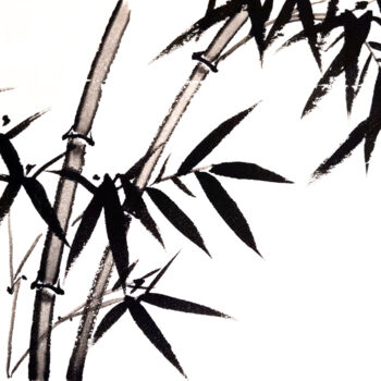 Peinture intitulée "Two bamboo branches…" par Ilana Shechter, Œuvre d'art originale, Encre