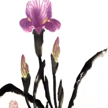 Pintura intitulada "Petra Iris - Desert…" por Ilana Shechter, Obras de arte originais, Aquarela
