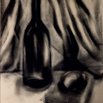Drawing titled "Bottiglia" by Ilaria La Preziosa, Original Artwork, Charcoal