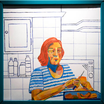 Peinture intitulée "En cuisine" par Ilaria Micale, Œuvre d'art originale, Huile