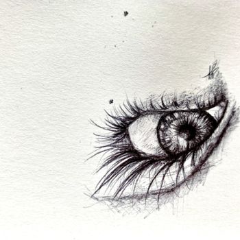 Tekening getiteld "Eye" door Lipstick, Origineel Kunstwerk, Inkt
