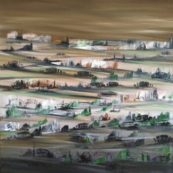 Painting titled "Paesaggio montano" by Ilaria Sperotto, Original Artwork, Oil Mounted on Wood Stretcher frame