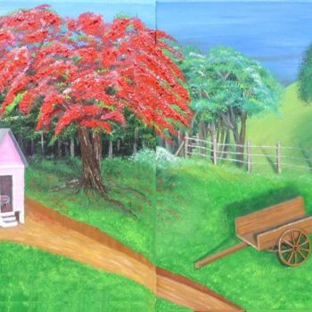 Painting titled "Mi Campo" by Edna Ildefonso, Original Artwork