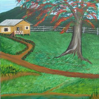 Painting titled "Casa de Campo II" by Edna Ildefonso, Original Artwork