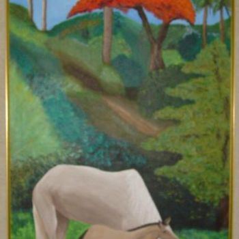 Peinture intitulée "Mi Yegua Paloma" par Edna Ildefonso, Œuvre d'art originale