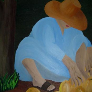 Painting titled "Recogedora Mango" by Edna Ildefonso, Original Artwork