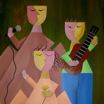 Pintura titulada "Mis Hijos" por Edna Ildefonso, Obra de arte original