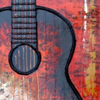 Pintura intitulada "Guitarra Clasica Ro…" por Edna Ildefonso, Obras de arte originais