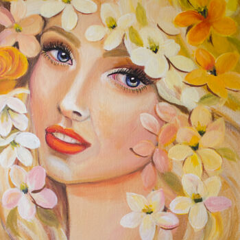Painting titled "As flores que meus…" by Ildemarina Rodrigo, Original Artwork, Acrylic Mounted on Cardboard
