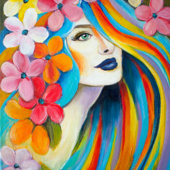 Pintura intitulada "O rosto da Primavera" por Ildemarina Rodrigo, Obras de arte originais, Acrílico
