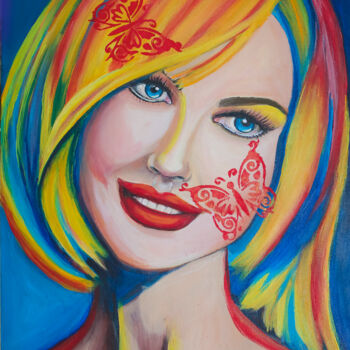 Картина под названием "Um rosto radiante e…" - Ildemarina Rodrigo, Подлинное произведение искусства, Акрил